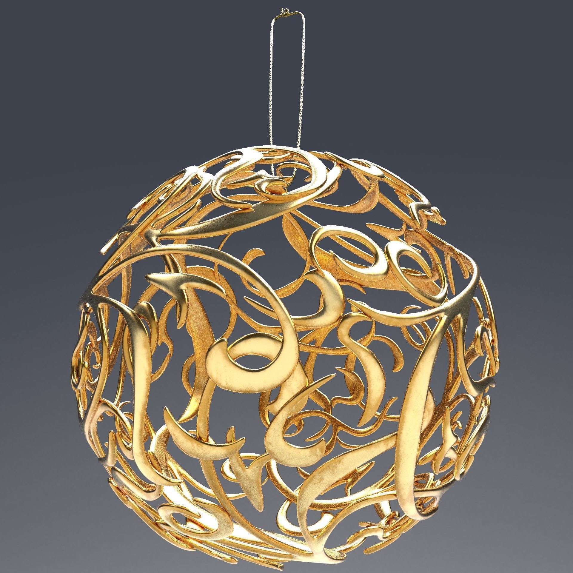 Christmas golden ball 3D model_16