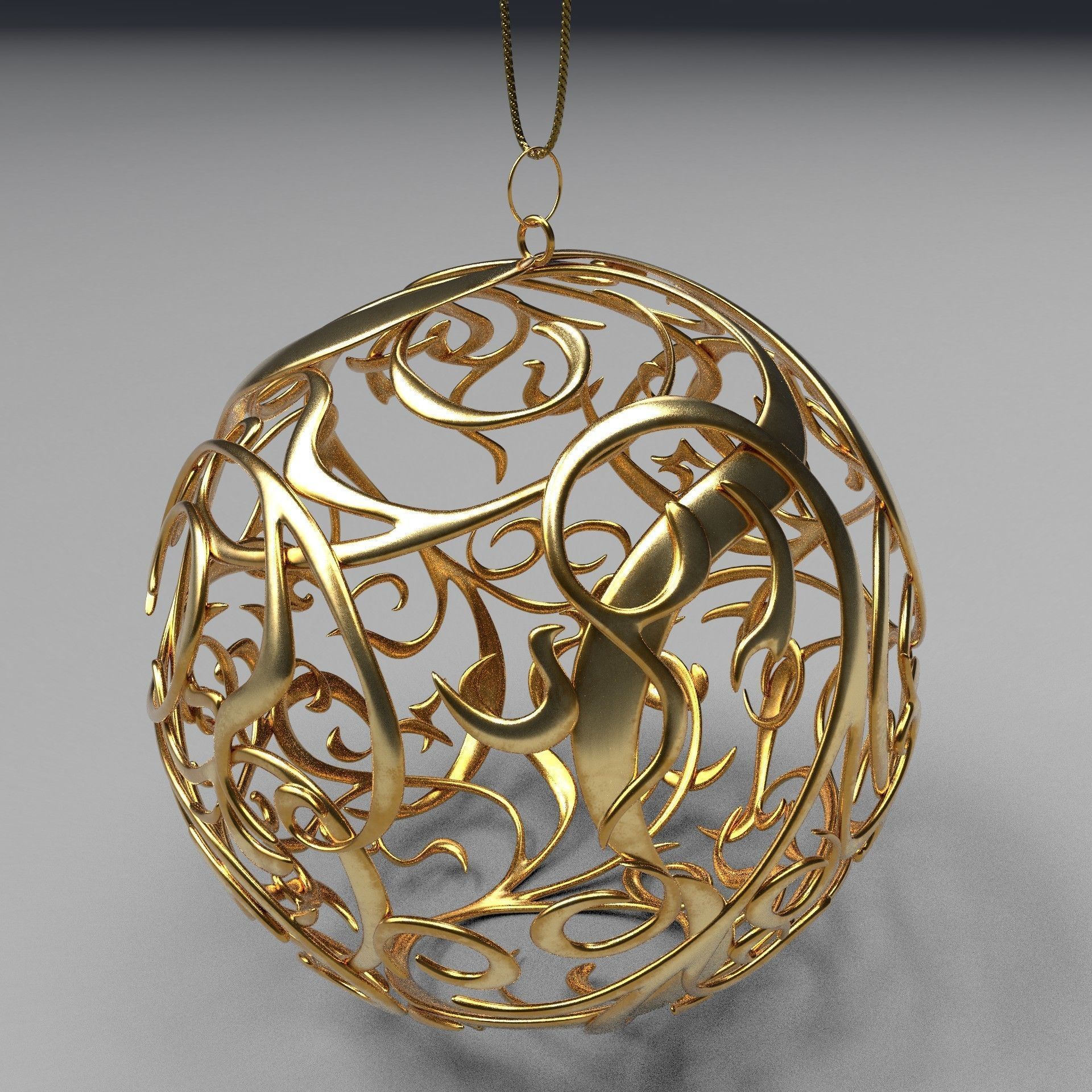 Christmas golden ball 3D model_12