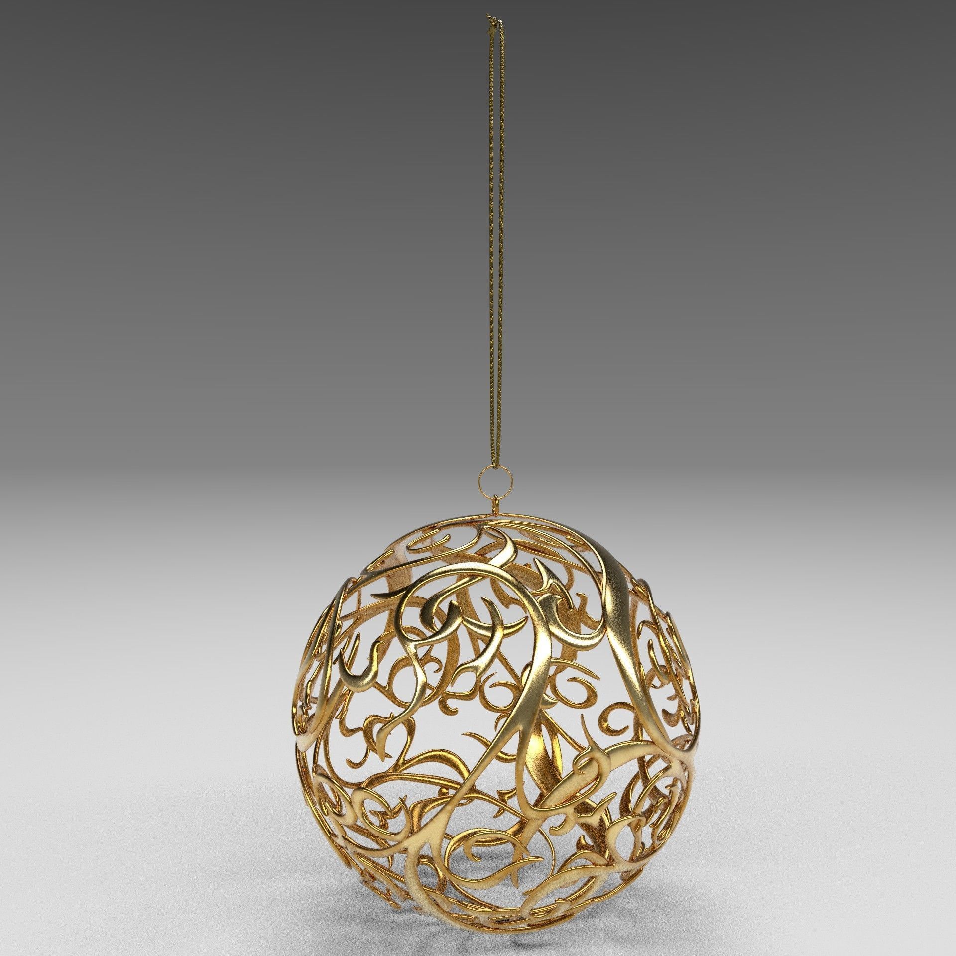 Christmas golden ball 3D model_3