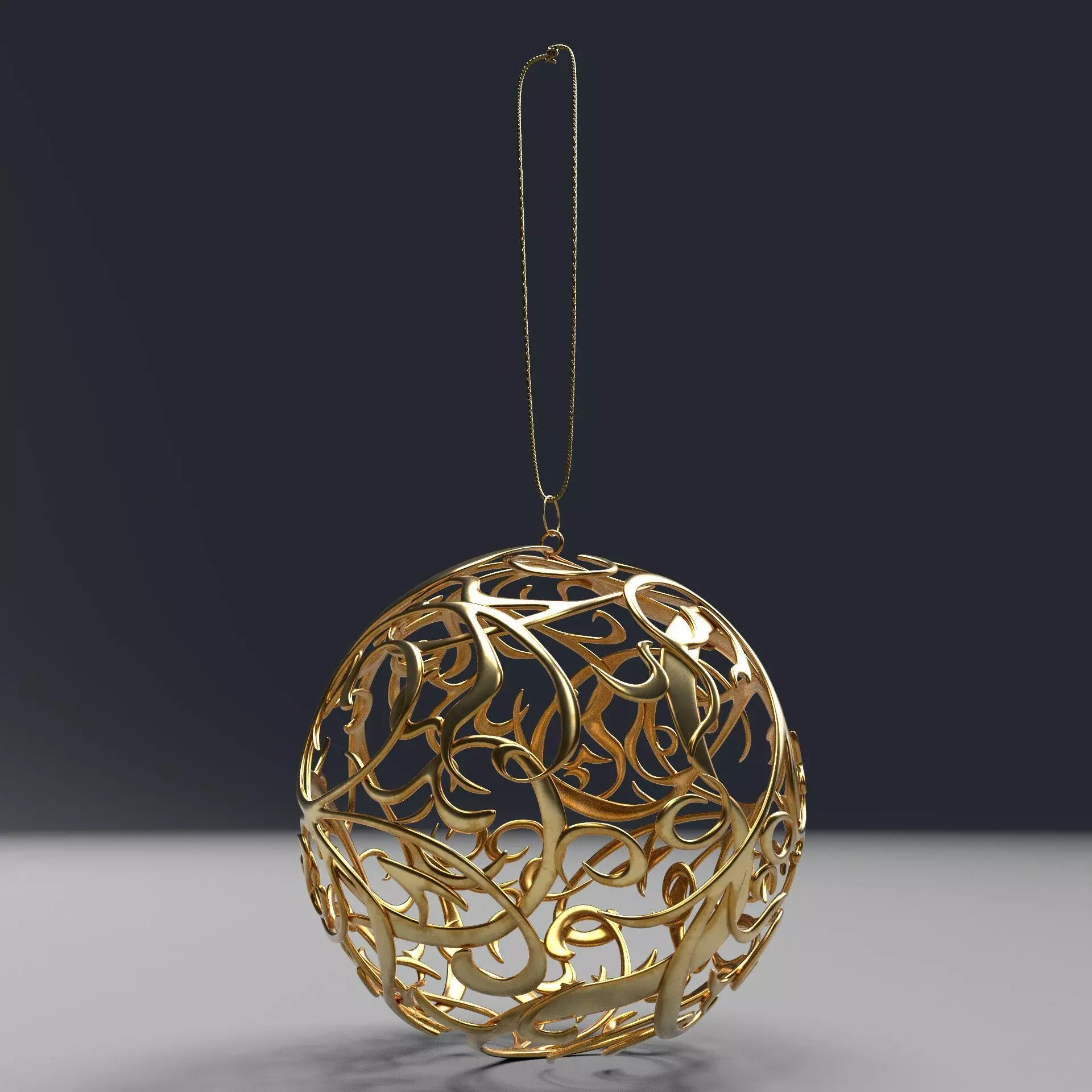 Christmas golden ball 3D model_0