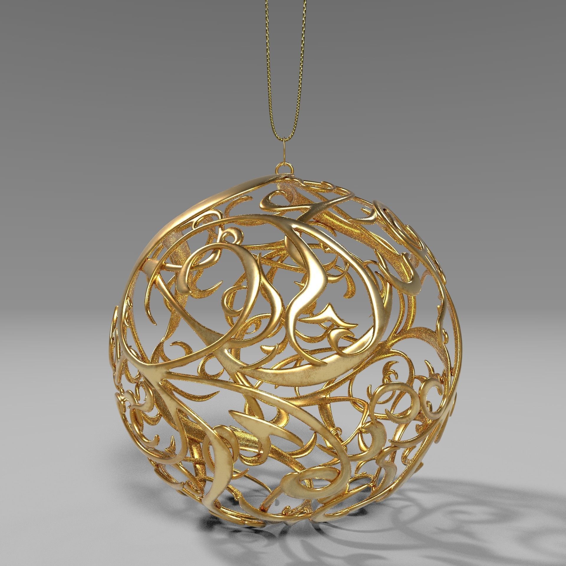 Christmas golden ball 3D model_14