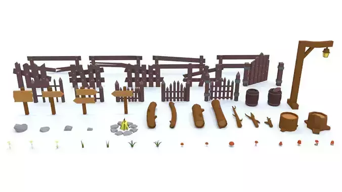 Low Poly wooden Pack 