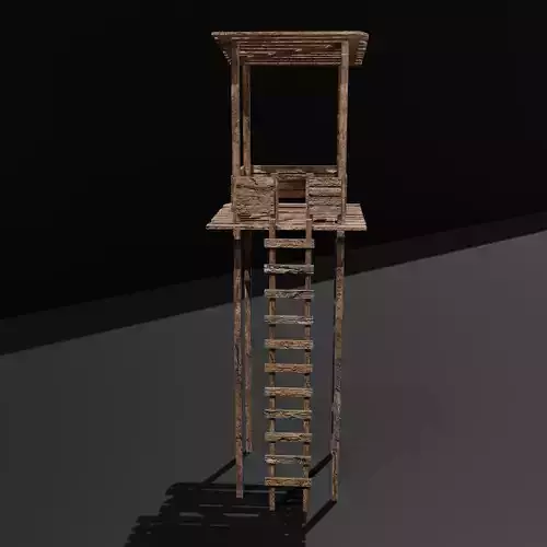 Wooden Archer Tower Watchtower Low Poly Medieval 3D Model 