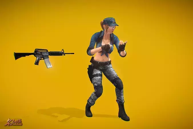Battle Royale Mercenary Low-poly 3D model