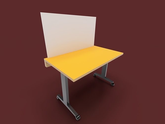 Ofiicetable with Whiteboard  Free 3D model