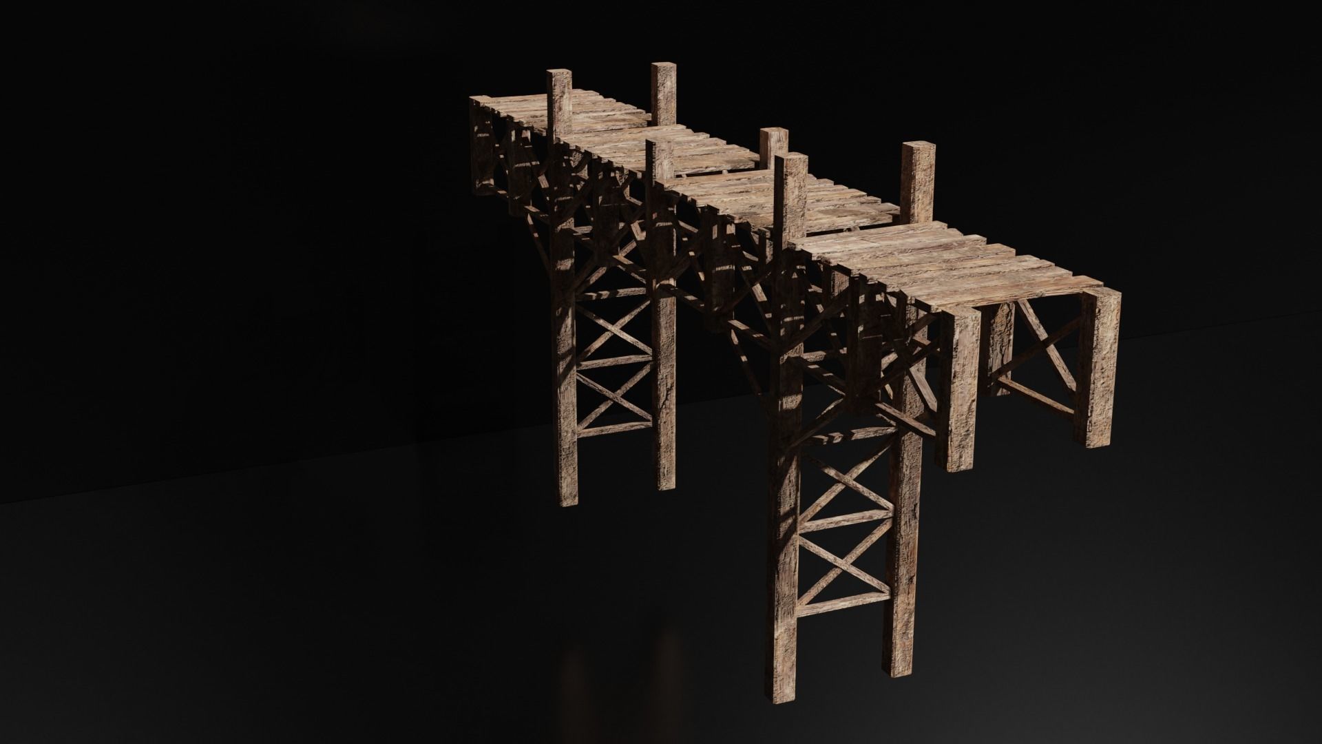 Wooden Bridge Low-Poly Medieval 3D Model Low-poly 3D model Low-poly 3D model_2