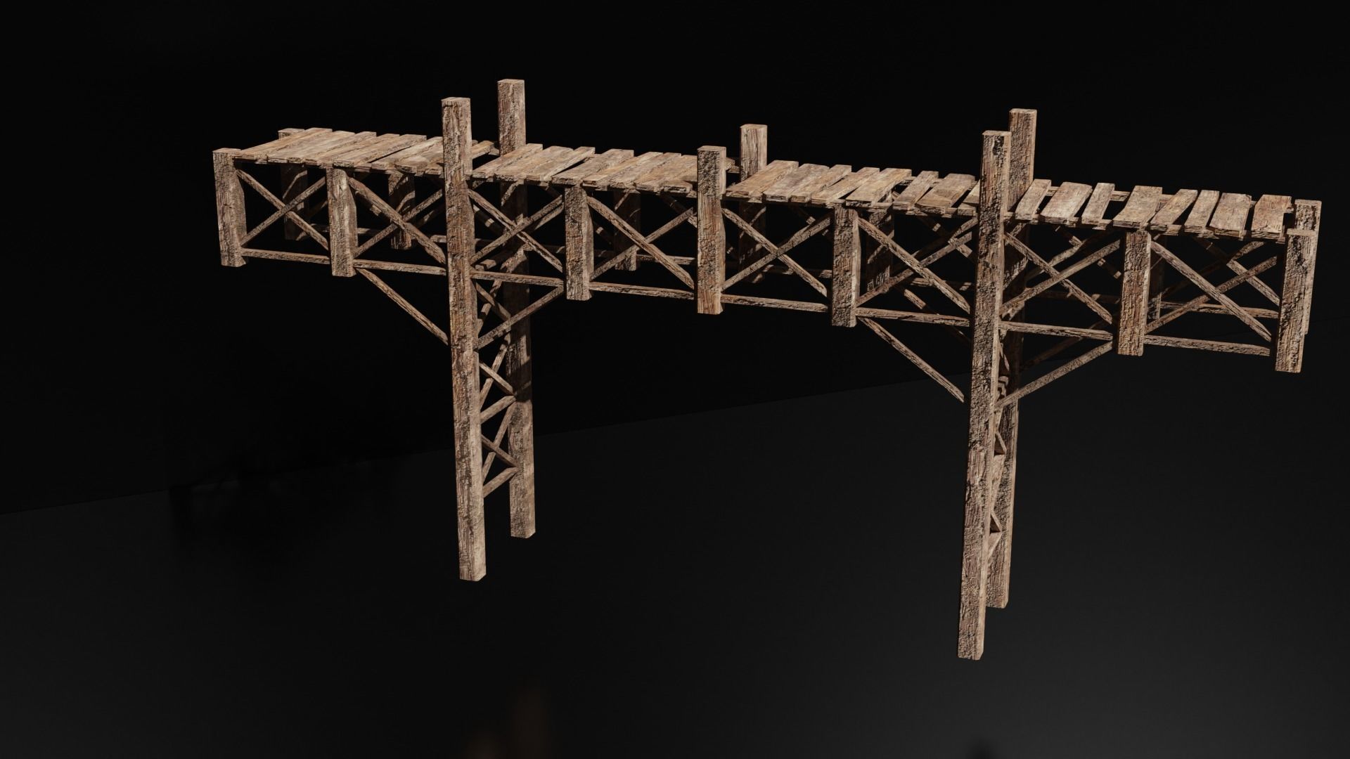 Wooden Bridge Low-Poly Medieval 3D Model Low-poly 3D model Low-poly 3D model_3
