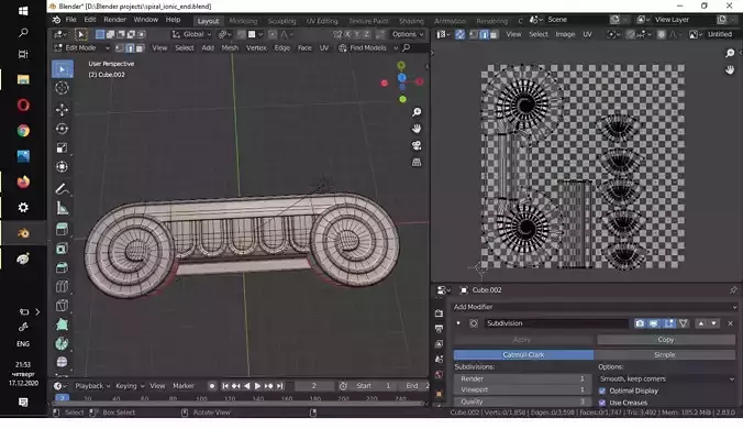 Ionic order for column - pilaster Low-poly 3D model