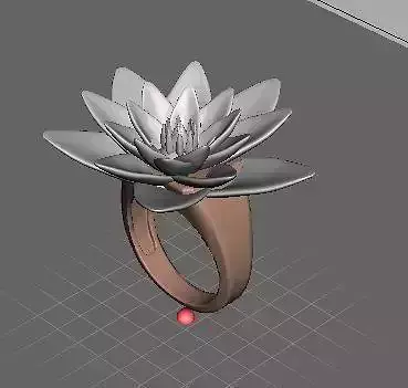 Anillo con flor de loto Ring with loto flower 3D print model