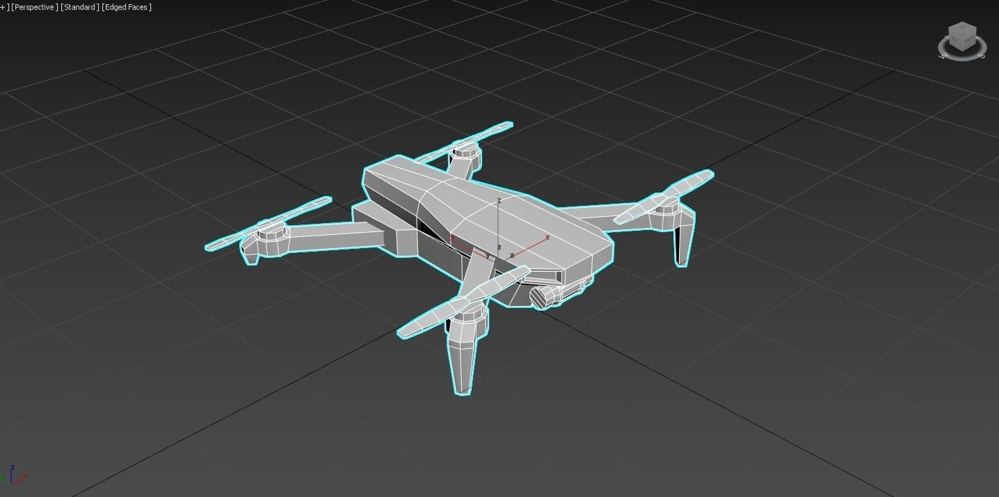 Drone Quadcopter Low-poly 3D model_7