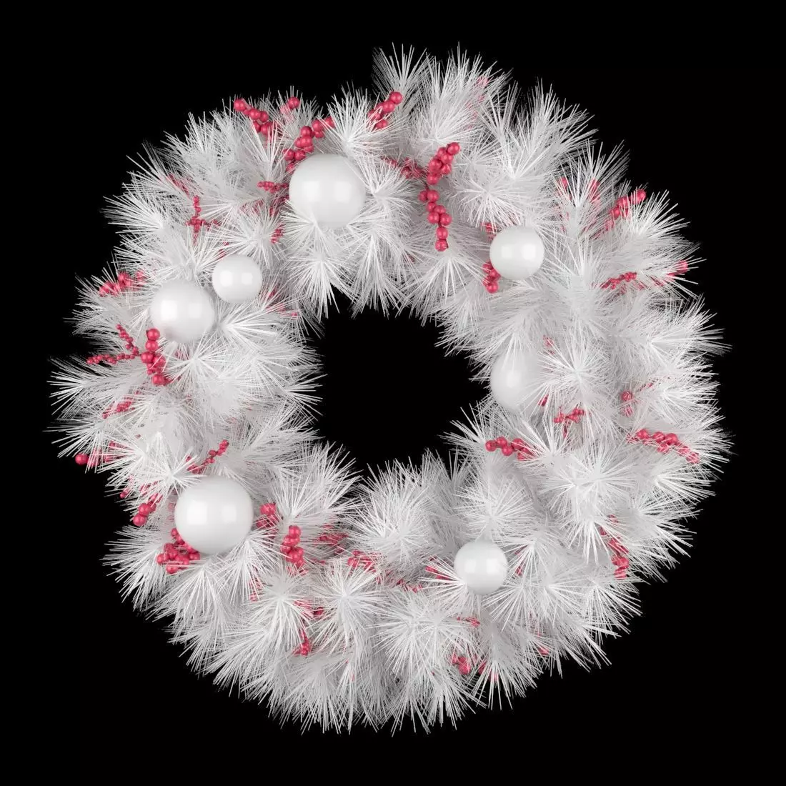 3D model of white christmas wreath 3D model