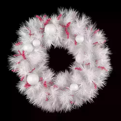 3D model of white christmas wreath