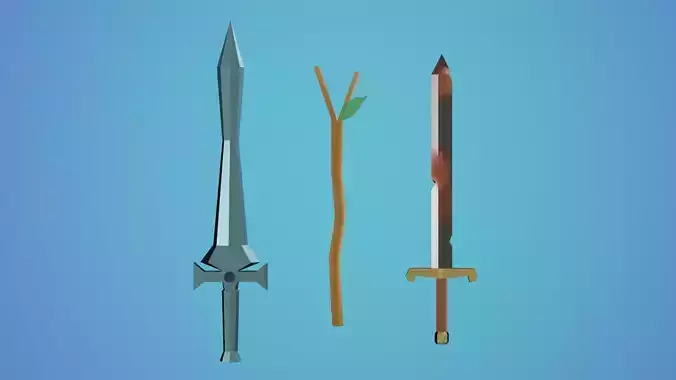Low poly Weapon set for games and blender