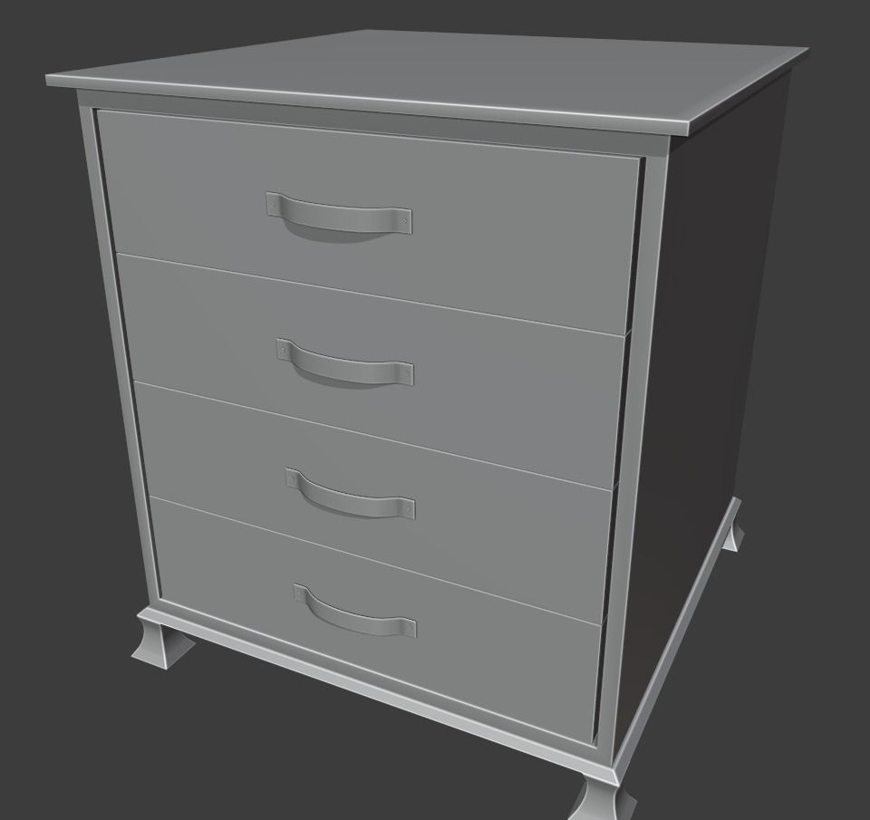 Dresser furniture Rigged PBR Gameready Low poly 3d model   Low-poly 3D model_13