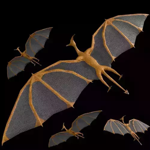 Pterosaur bat flying Low-poly 3D model