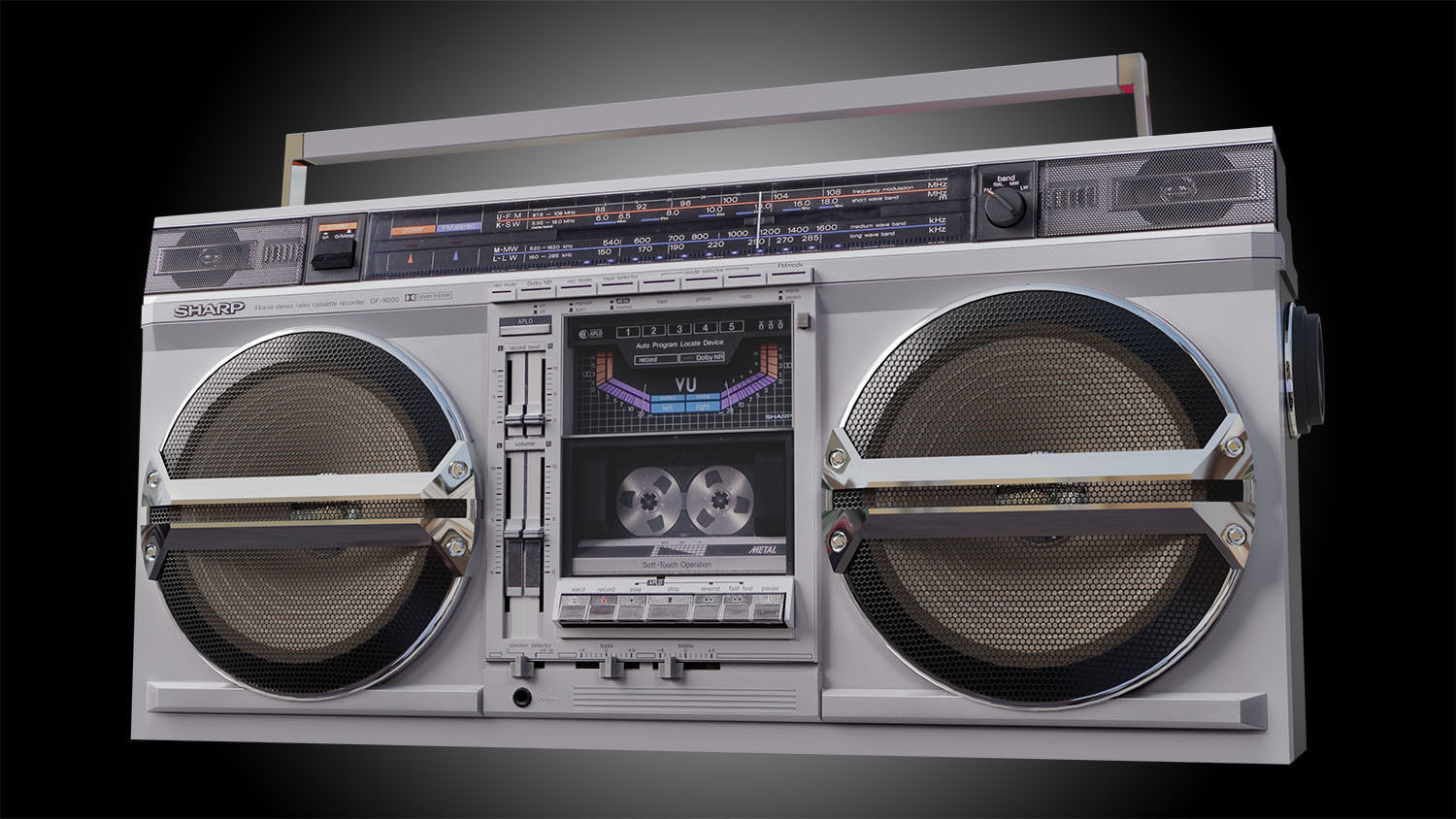 Retro Boom Box Ghetto Blaster  3D model_4