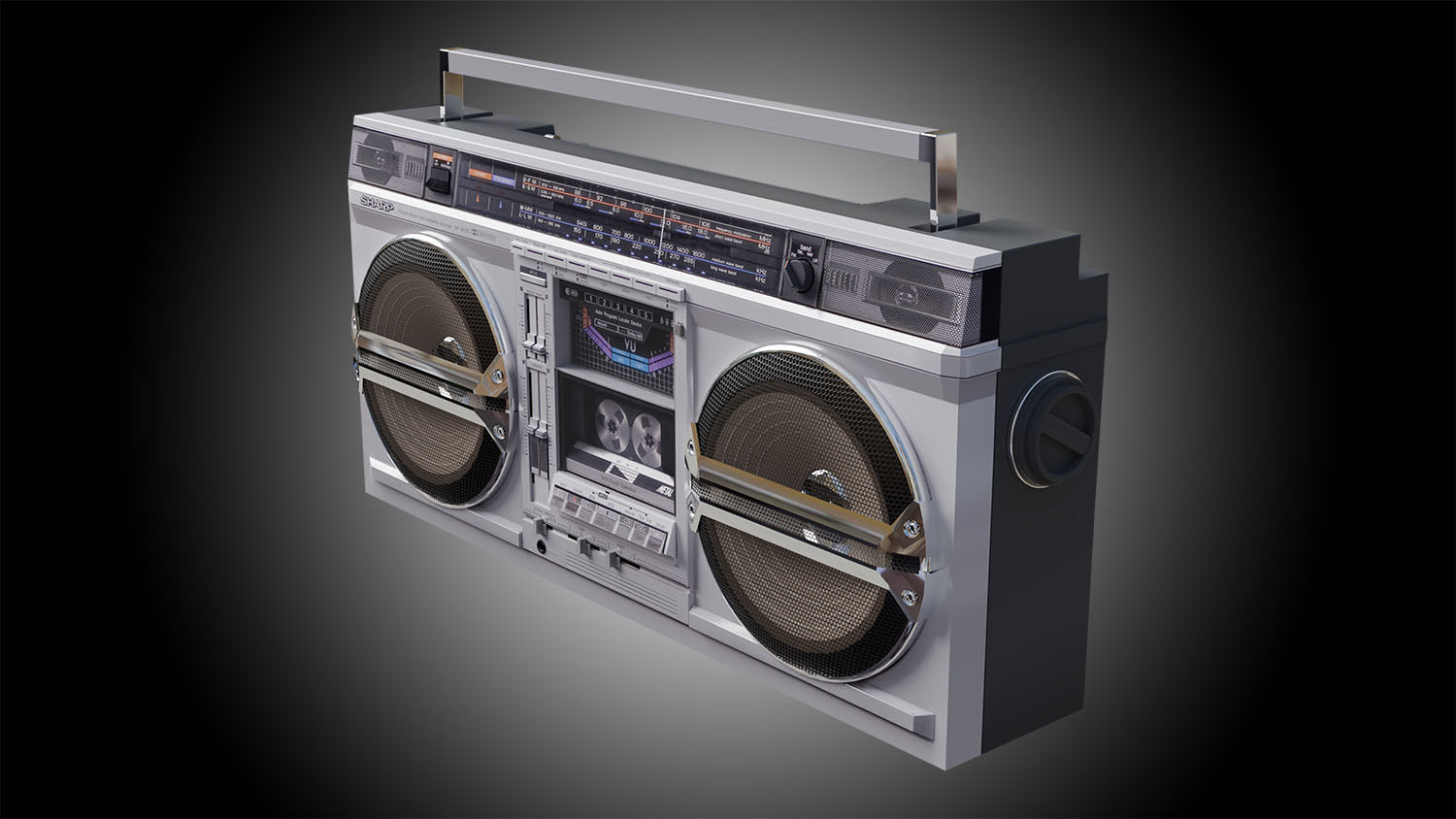 Retro Boom Box Ghetto Blaster  3D model_3