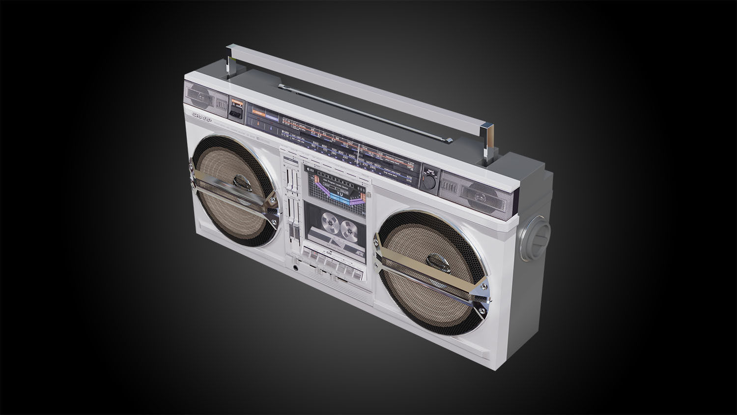 Retro Boom Box Ghetto Blaster  3D model_5