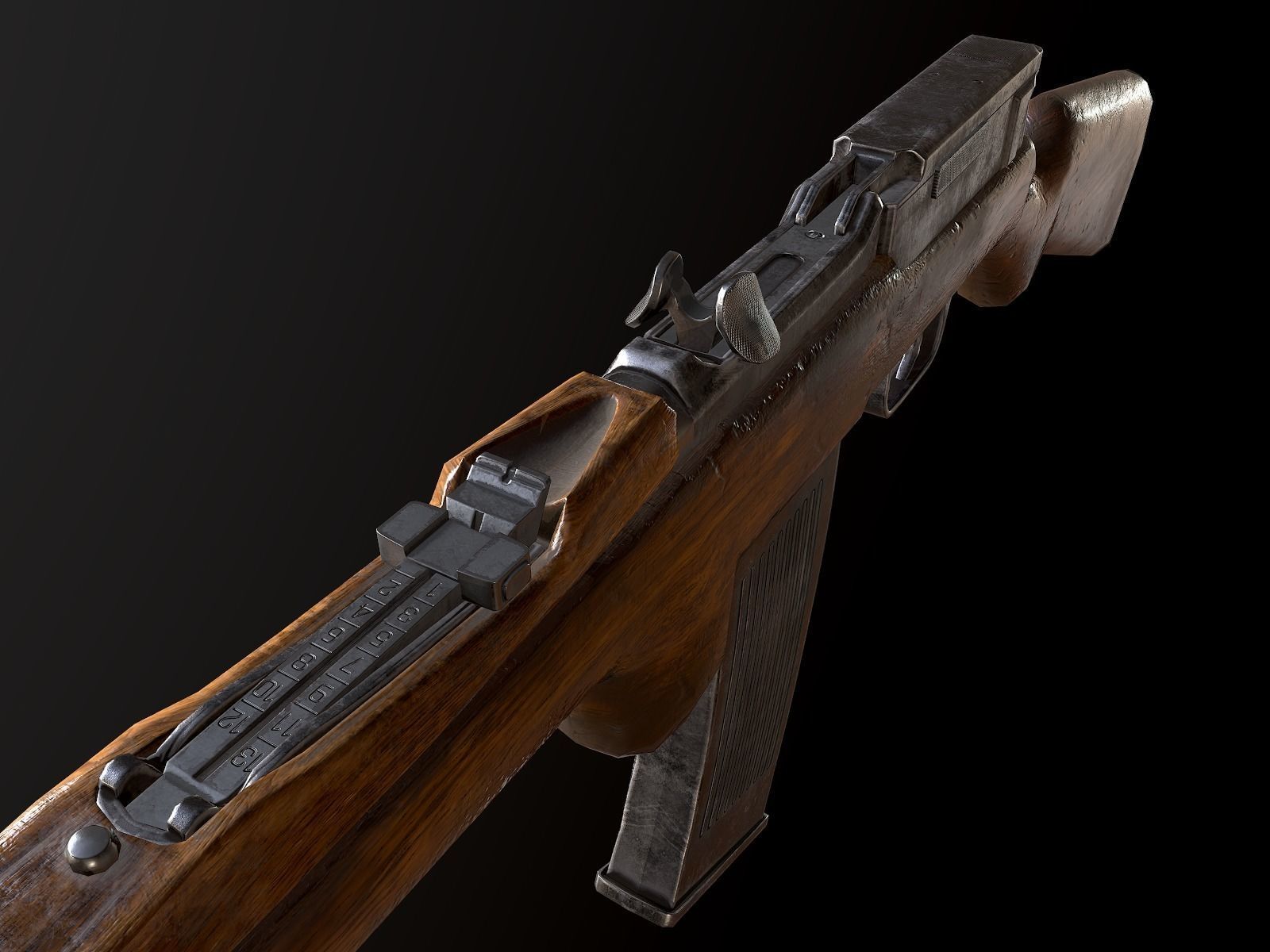 Mauser 1916 WW2 German Rifle PBR Low-poly 3D model_11