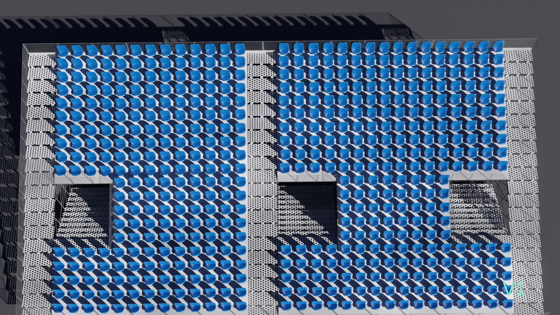 Modular Game Ready Grandstand V2 Low-poly 3D model_16