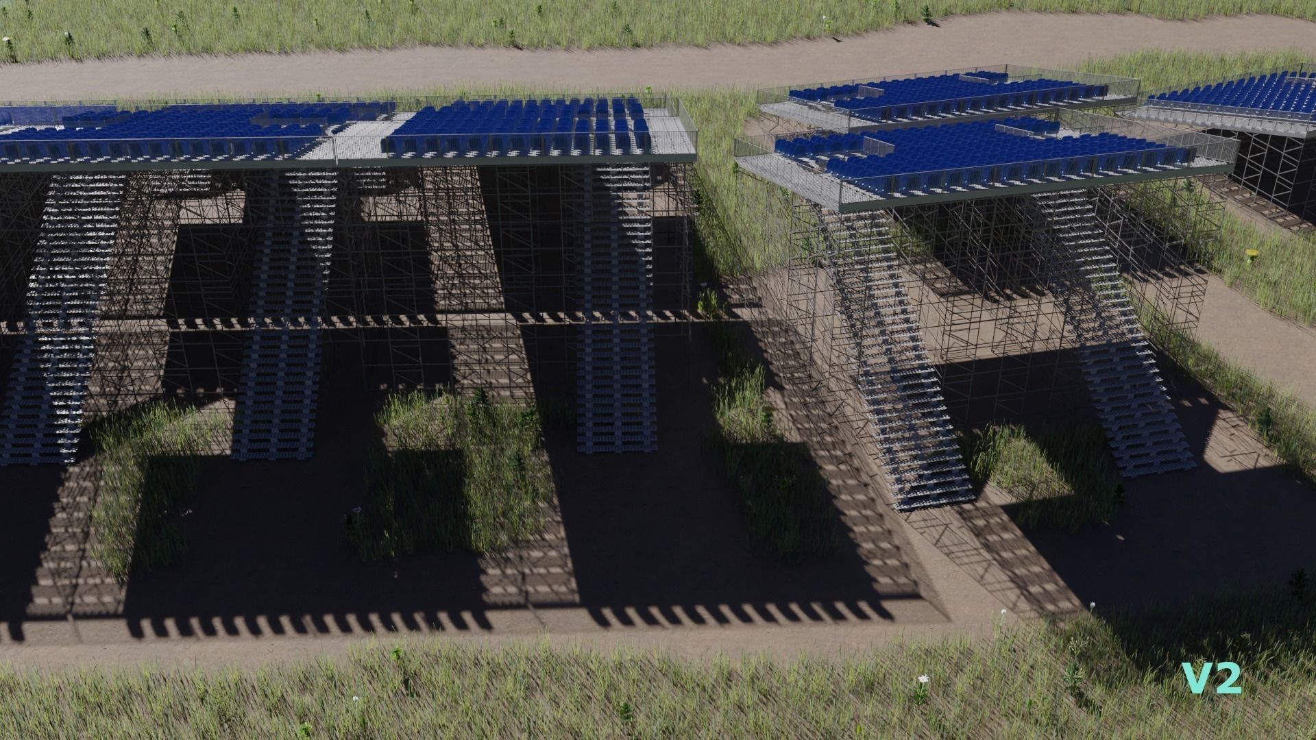 Modular Game Ready Grandstand V2 Low-poly 3D model_6