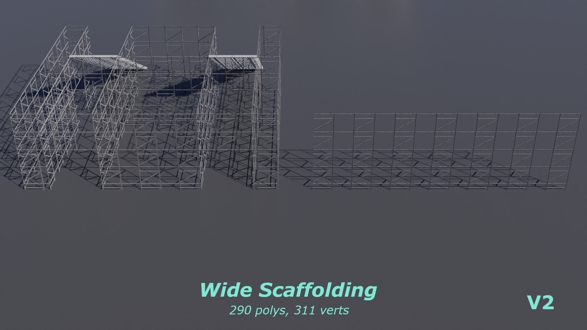 Modular Game Ready Grandstand V2 Low-poly 3D model_10