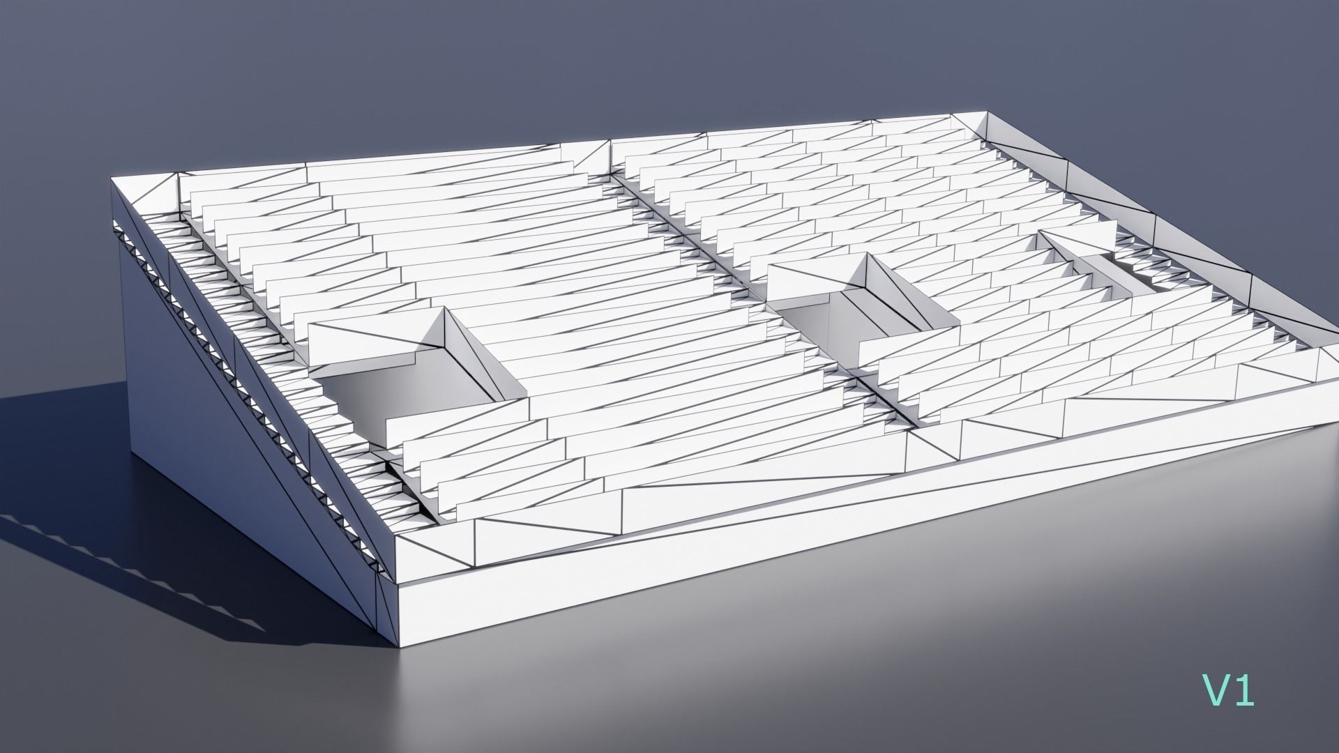 Modular Game Ready Grandstand V2 Low-poly 3D model_13