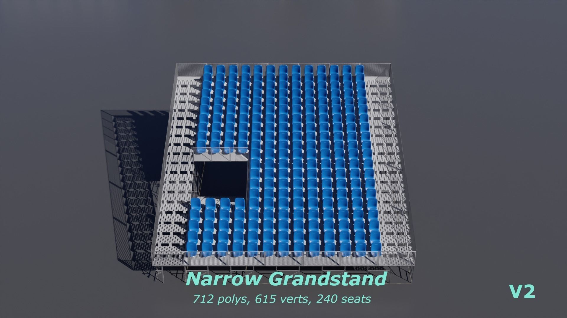 Modular Game Ready Grandstand V2 Low-poly 3D model_9