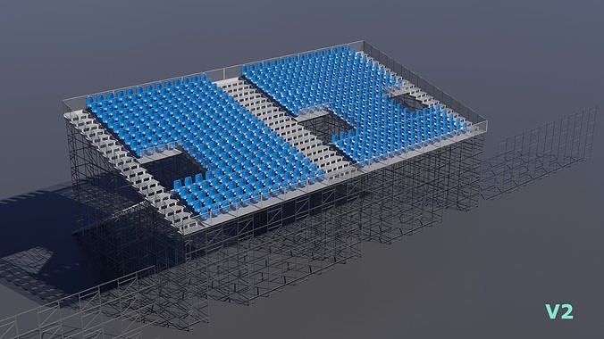 Modular Game Ready Grandstand V2 Low-poly 3D model