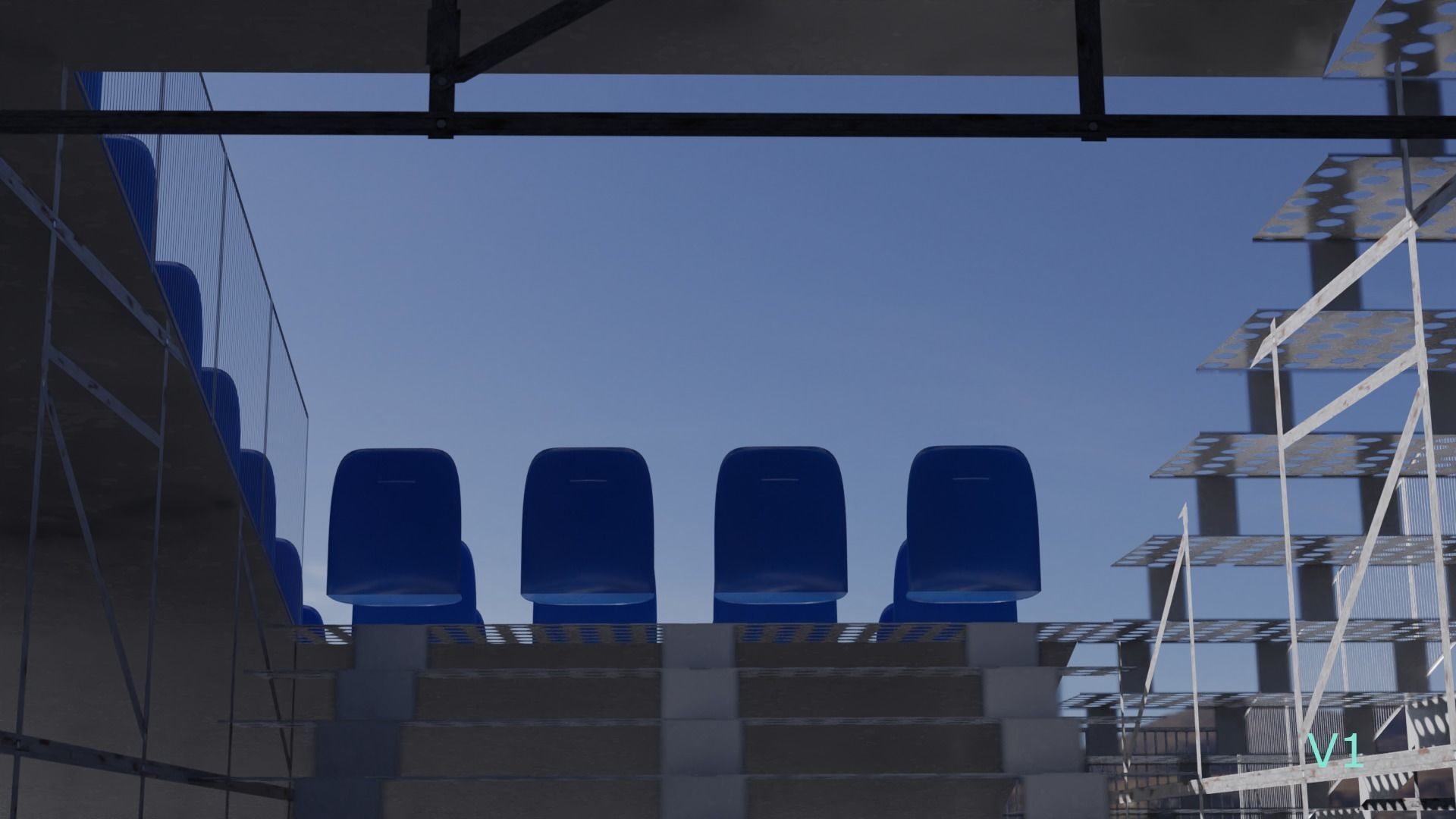 Modular Game Ready Grandstand V2 Low-poly 3D model_18