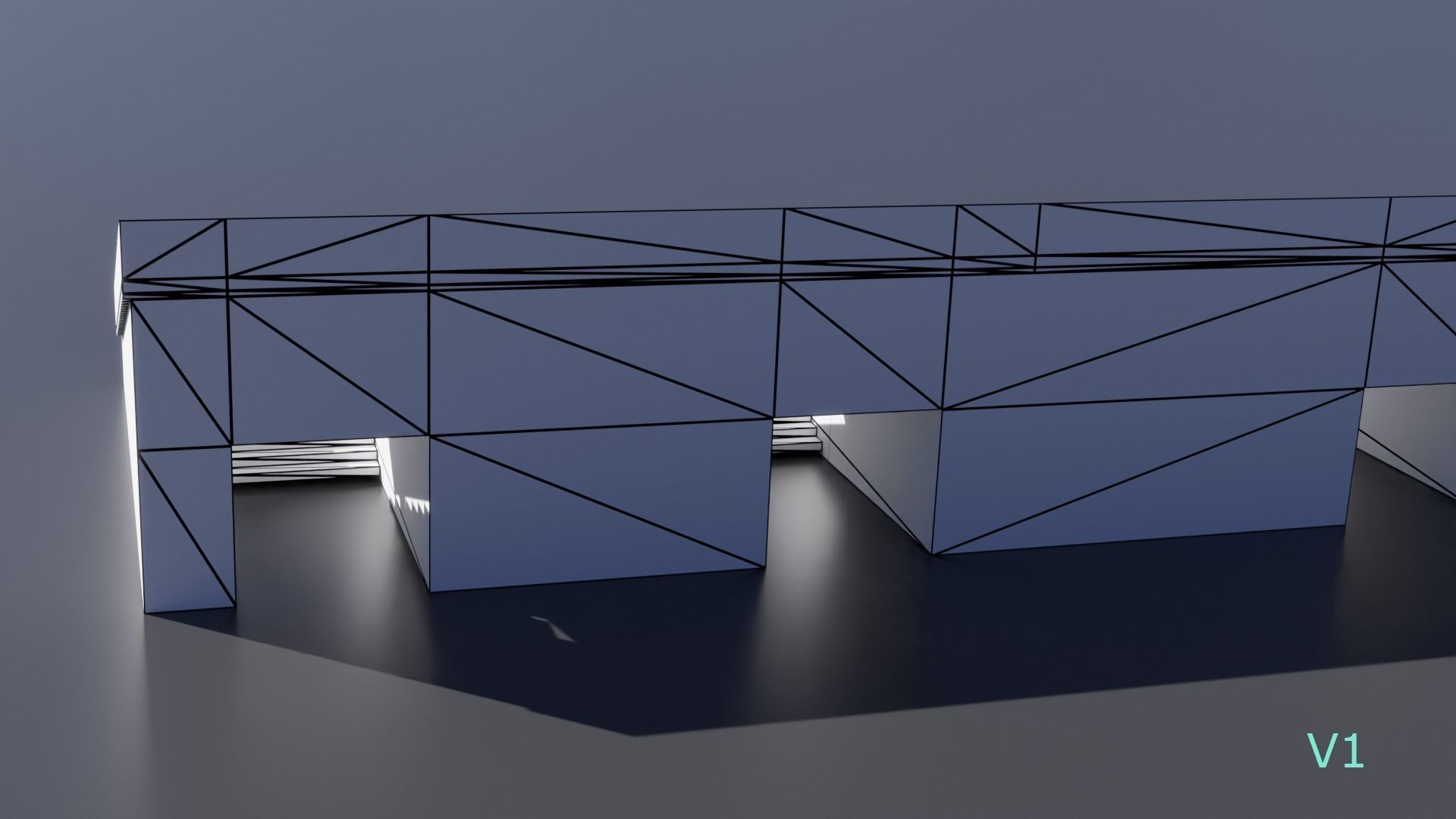 Modular Game Ready Grandstand V2 Low-poly 3D model_24