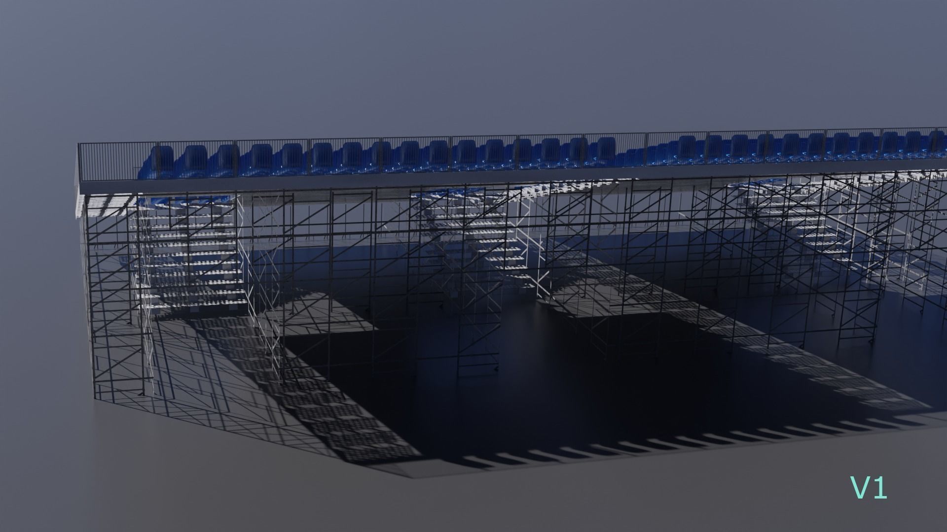 Modular Game Ready Grandstand V2 Low-poly 3D model_23