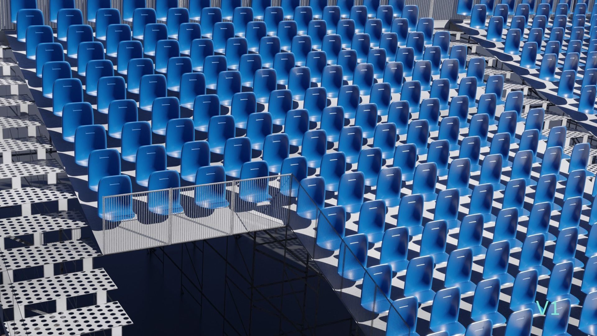 Modular Game Ready Grandstand V2 Low-poly 3D model_21