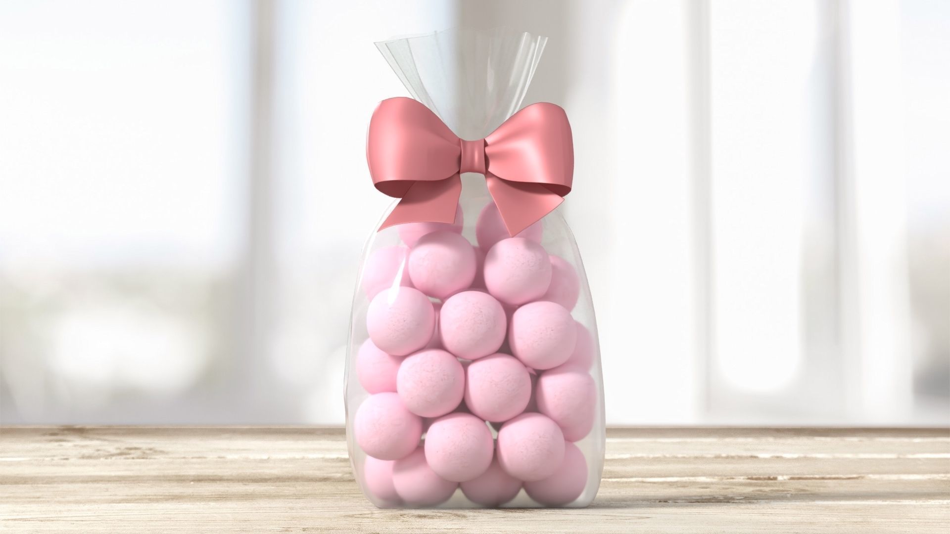 Clear bag with sweets and bow 01 3D model_1