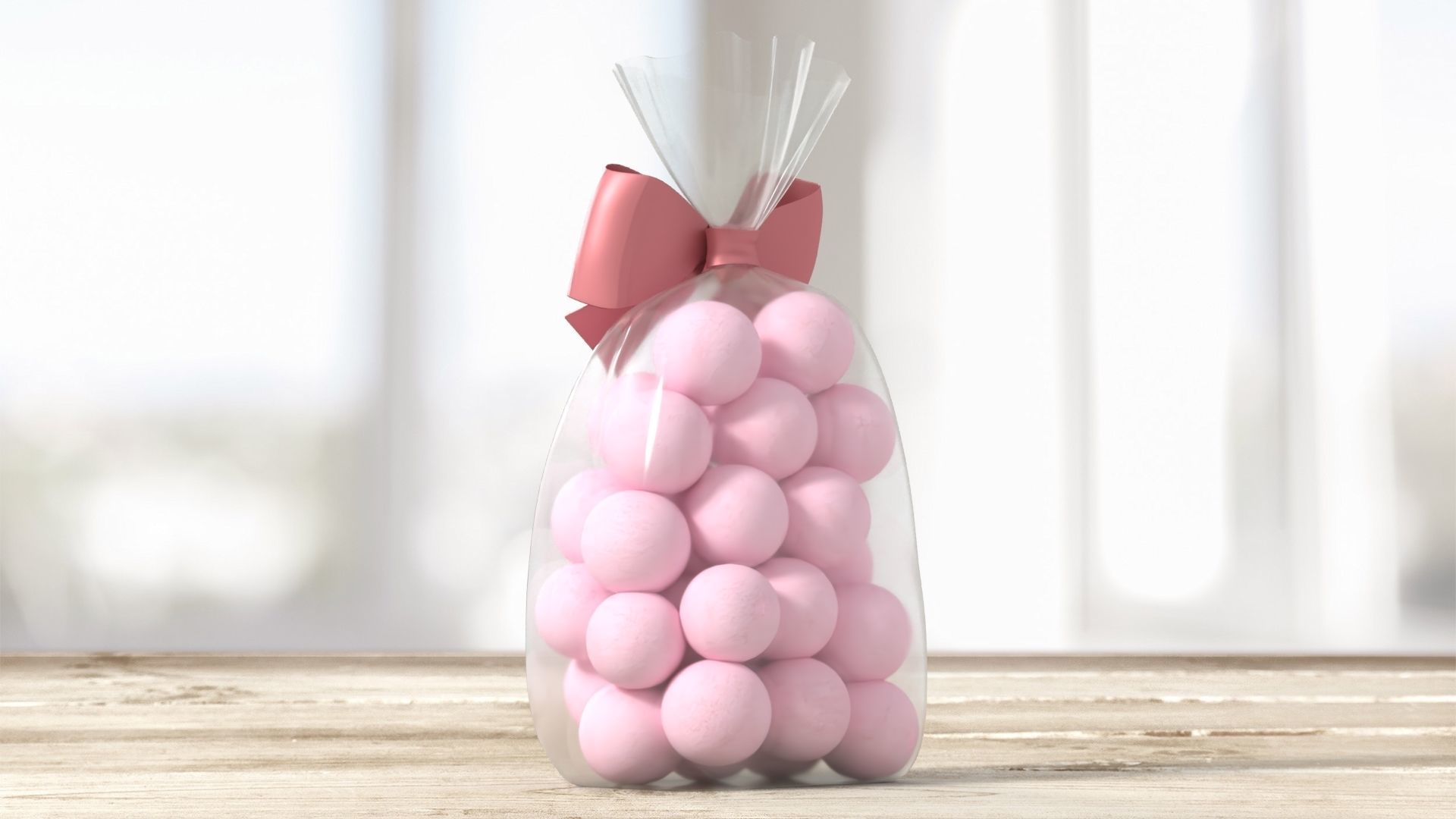 Clear bag with sweets and bow 01 3D model_3