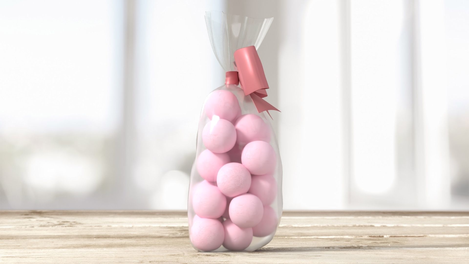 Clear bag with sweets and bow 01 3D model_2