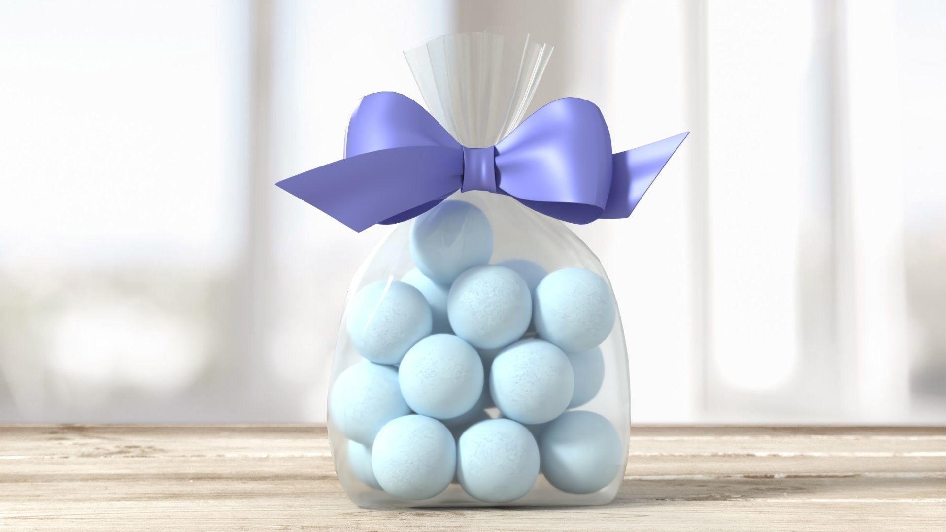 Clear bag with sweets and bow 02 3D model_1