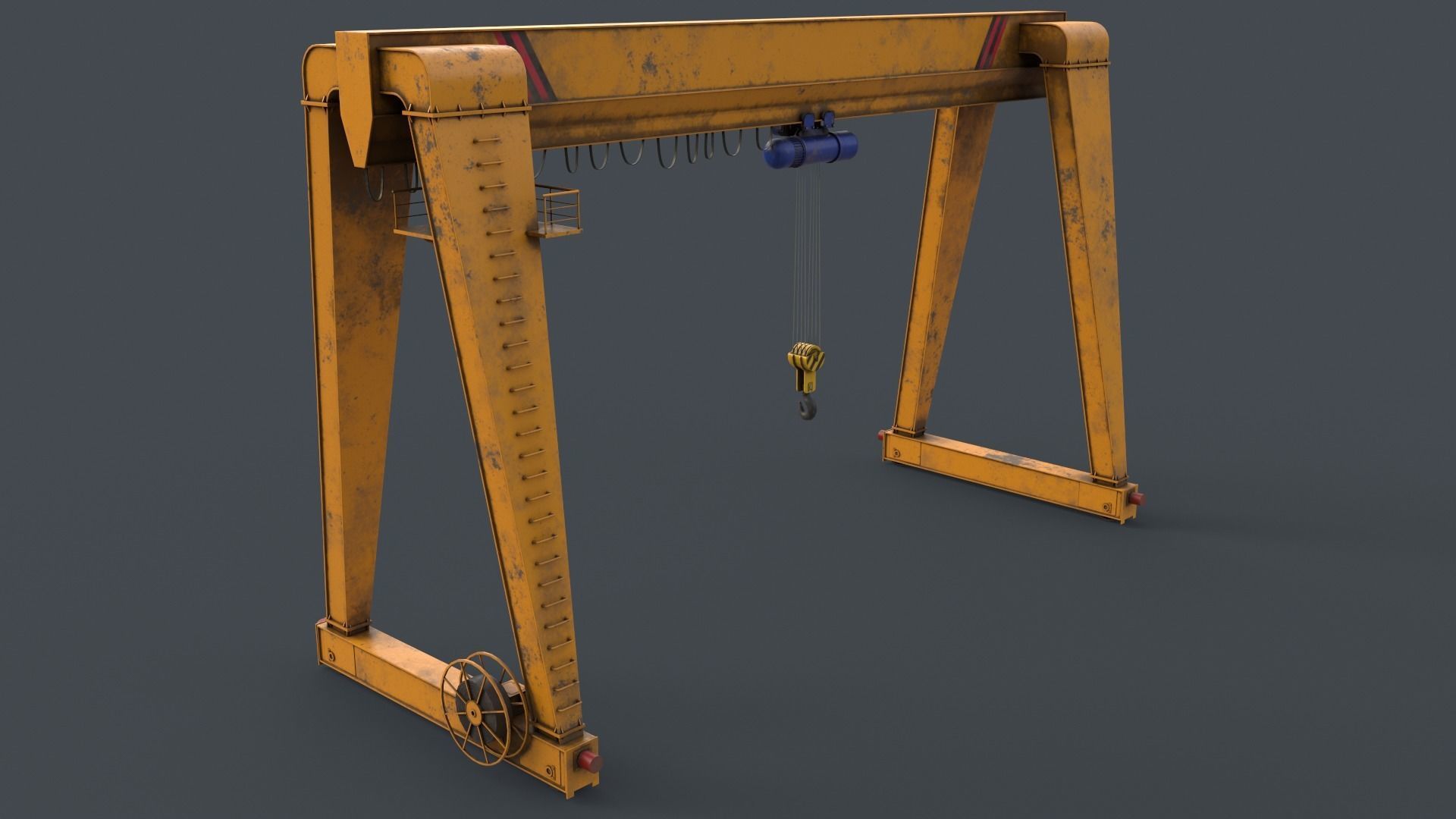 PBR Single Girder Gantry Crane V2 - Multi color Pack 3D Model Collection_40