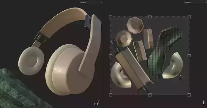 Heaphones pair of headphones and piece of cloth