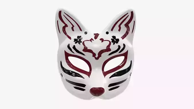 Half-face mask kitsune 3D model
