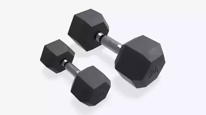 Hexagonal dumbbells rubberized 02