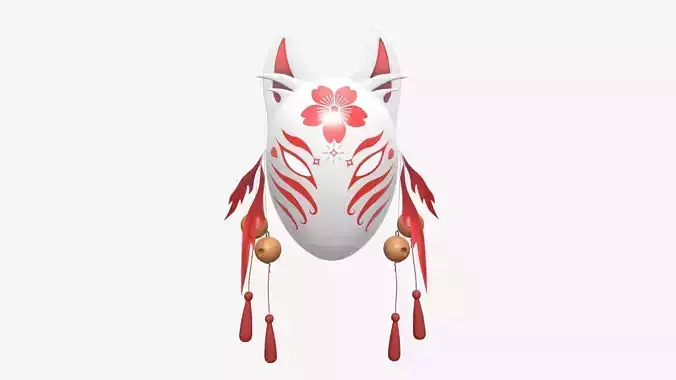 Kitsune fox-demon mask 3D model