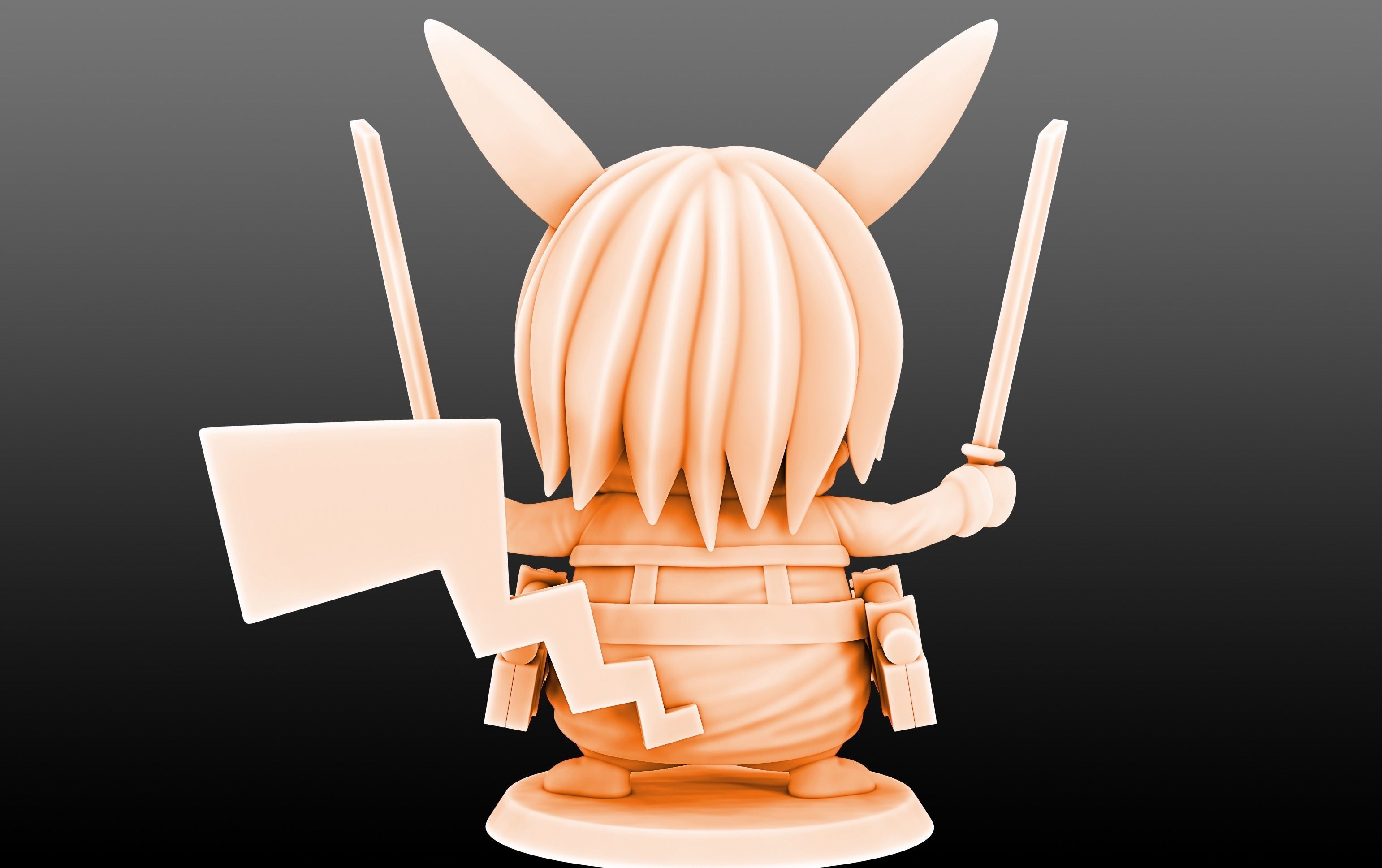 Mikachu - Pikachu Mikasa Cosplay 3D print model_3