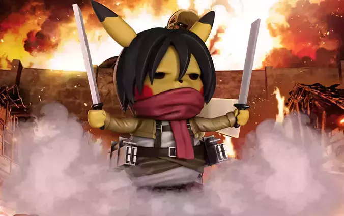 Mikachu - Pikachu Mikasa Cosplay 3D print model