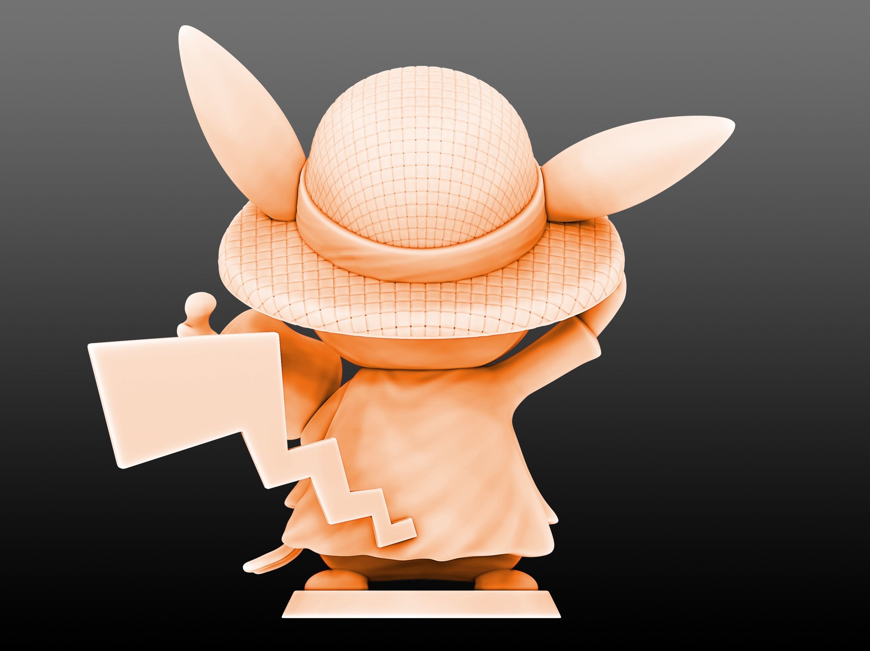 Pikachu Luffy Cosplay 3D print model_3