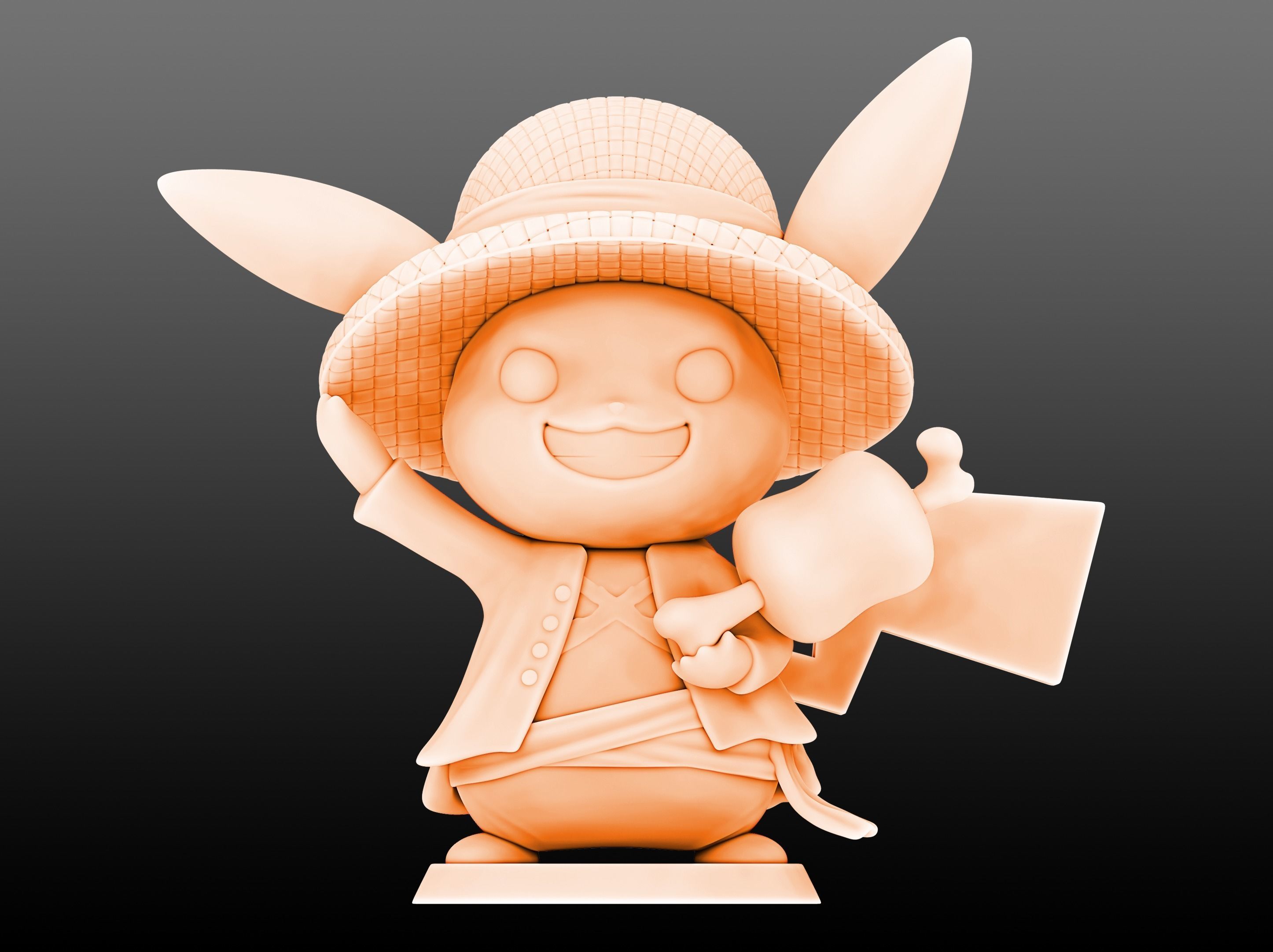 Pikachu Luffy Cosplay 3D print model_1