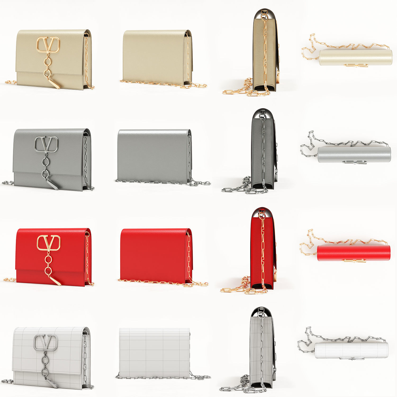 Valentino Garavani Small Vcase Leather Bag Low-poly 3D model_1