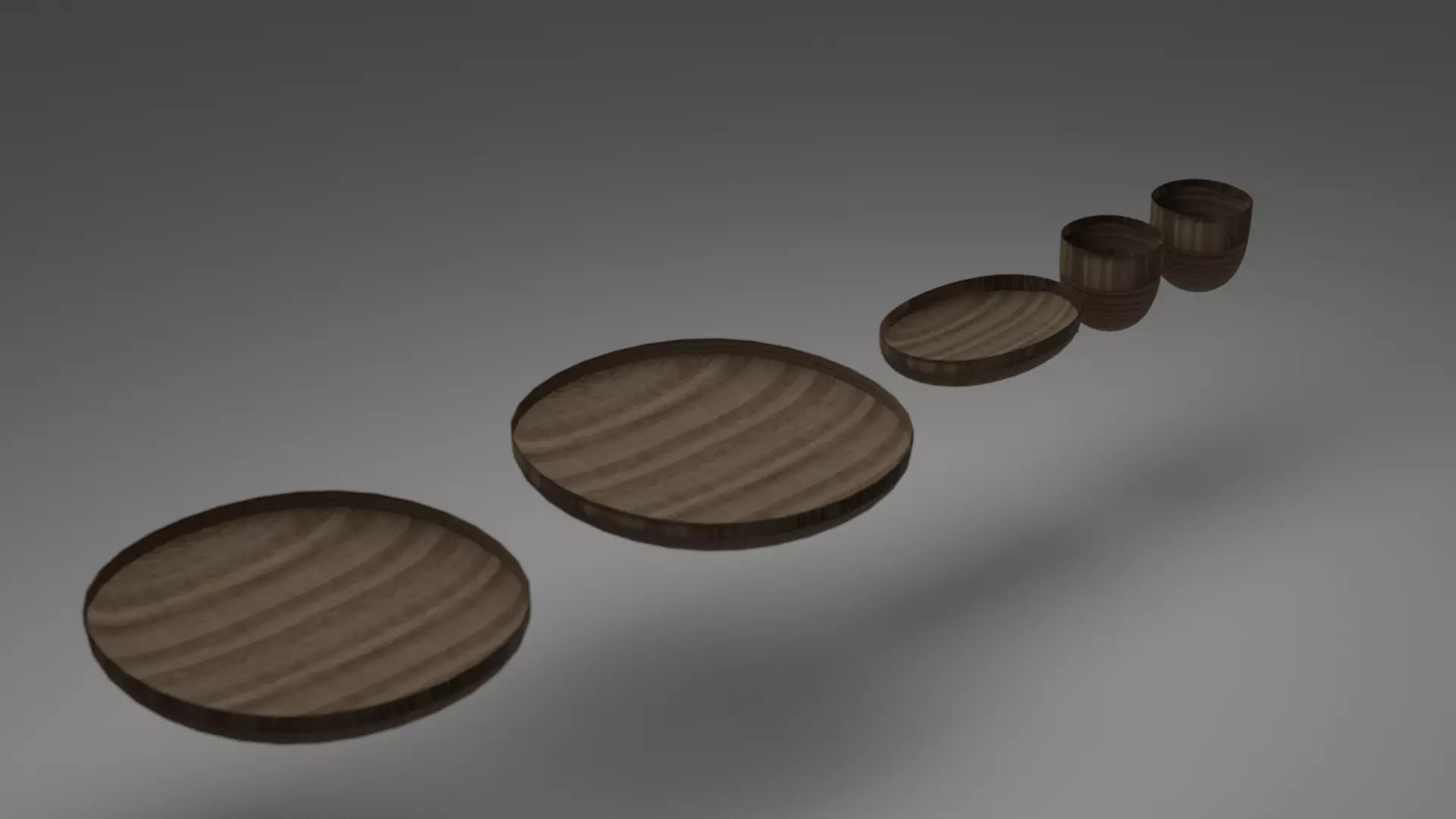 Wooden Plates and Cups Free 3D model
