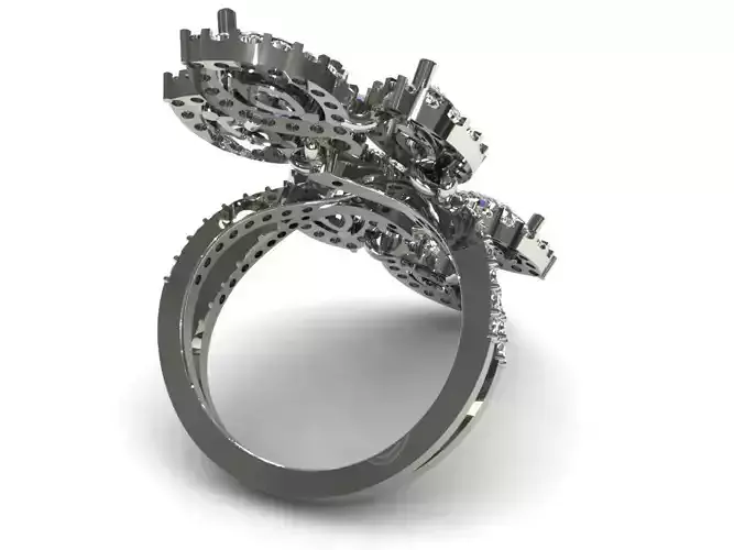 3DM Leaf Diamond Ring R002