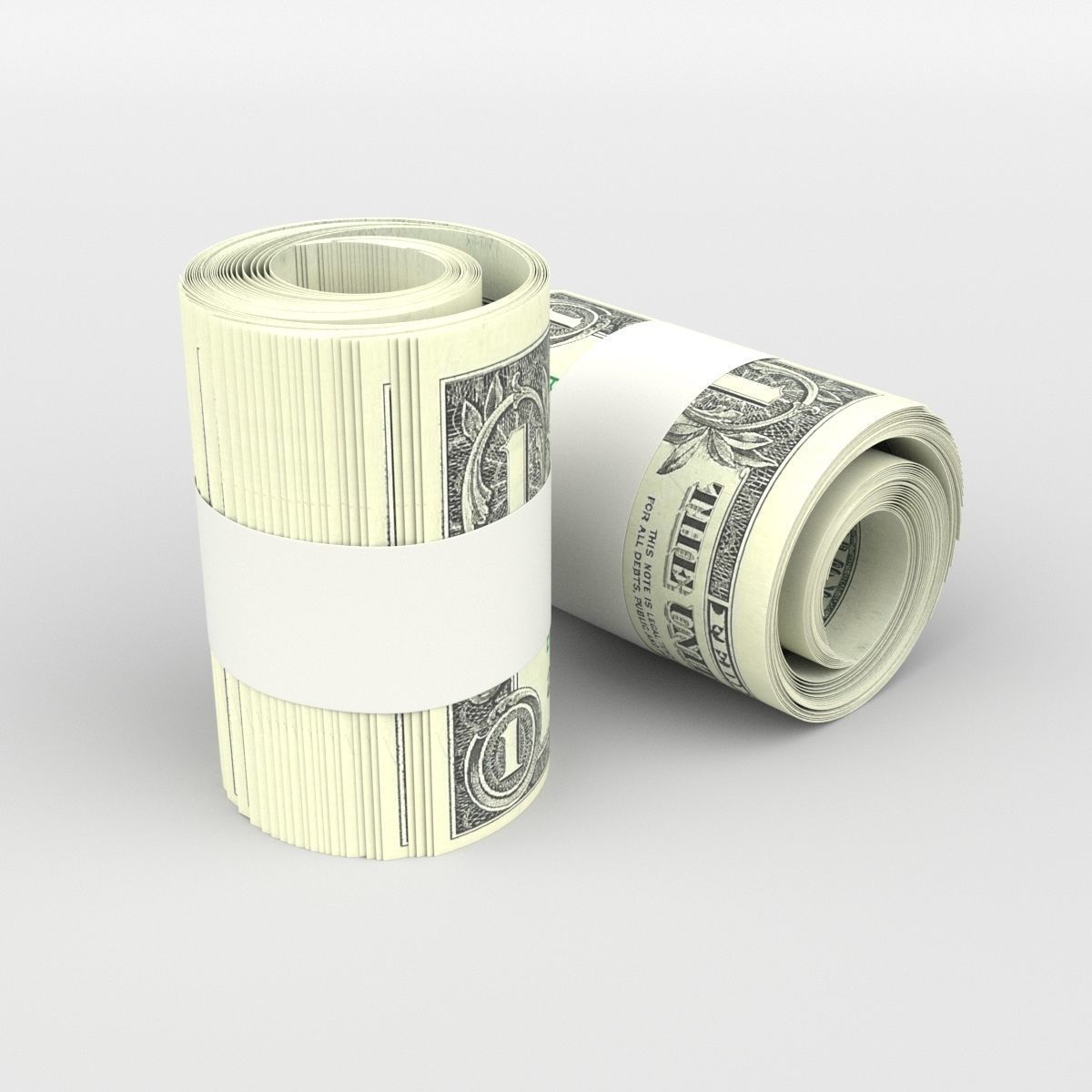 1 US Dollar 3D model_3